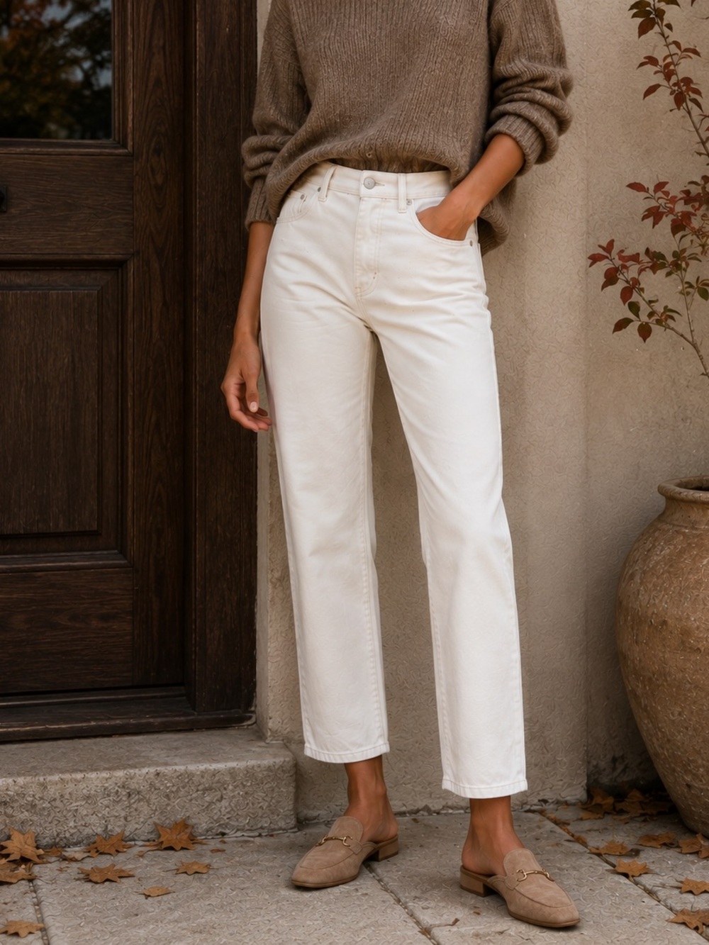 BLANK NYC The Baxter High Rise Straight Leg Jeans Ivory Cream 26